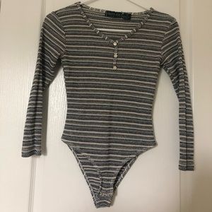 Cherry Stix Ltd. Bodysuit Blue and White Striped